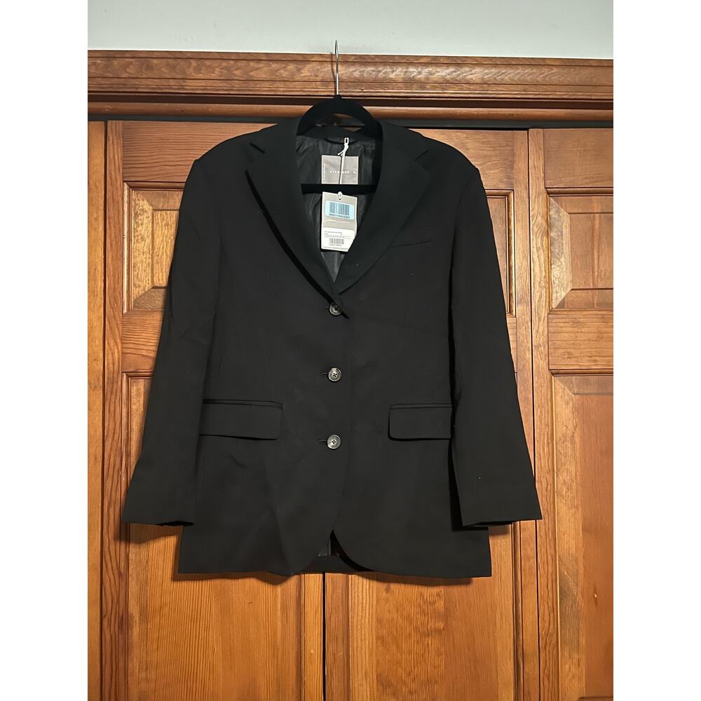 NWT Everlane Women's The ’80s Italian Wool Blazer Jacket Minimalist Black SZ 00 - Picture 3 of 11